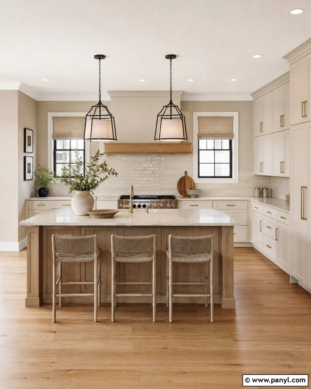 Beige Kitchen Walls With Natural Wood Island - 35 beige kitchen walls