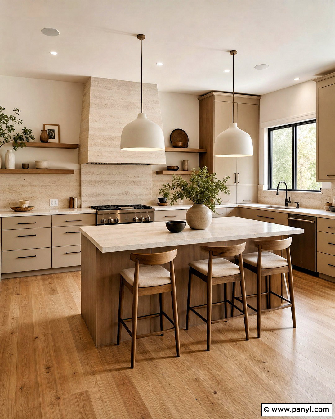 Beige Kitchen With Travertine Backsplash - 20 warm neutral kitchen ideas