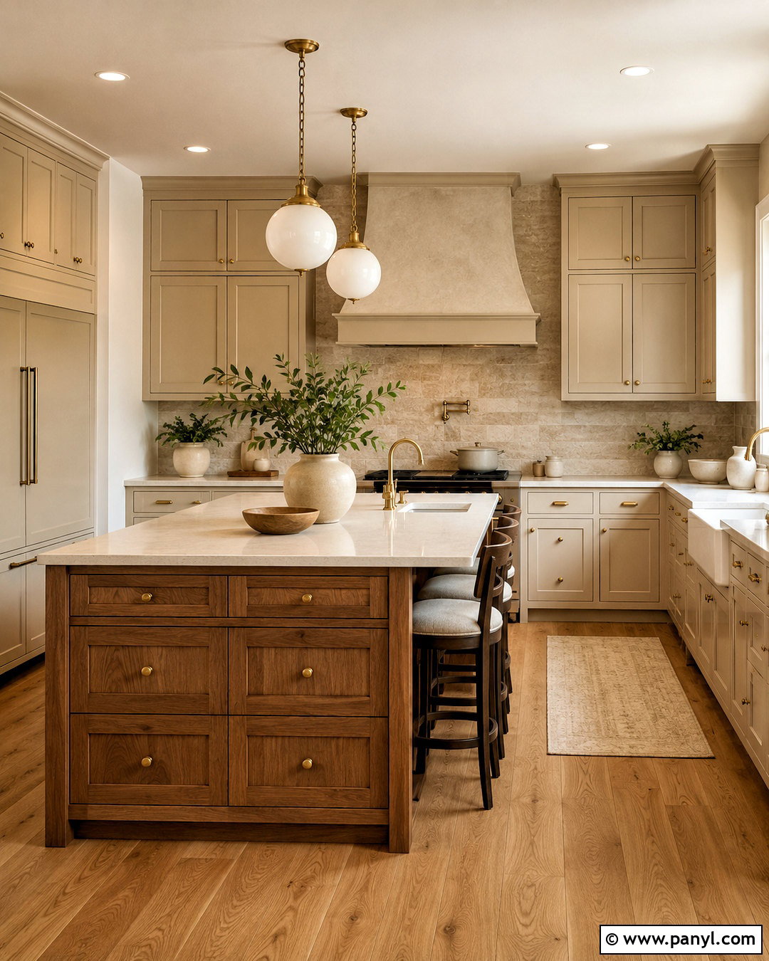 Beige Kitchen With Walnut Island - 20 brown and beige kitchen ideas