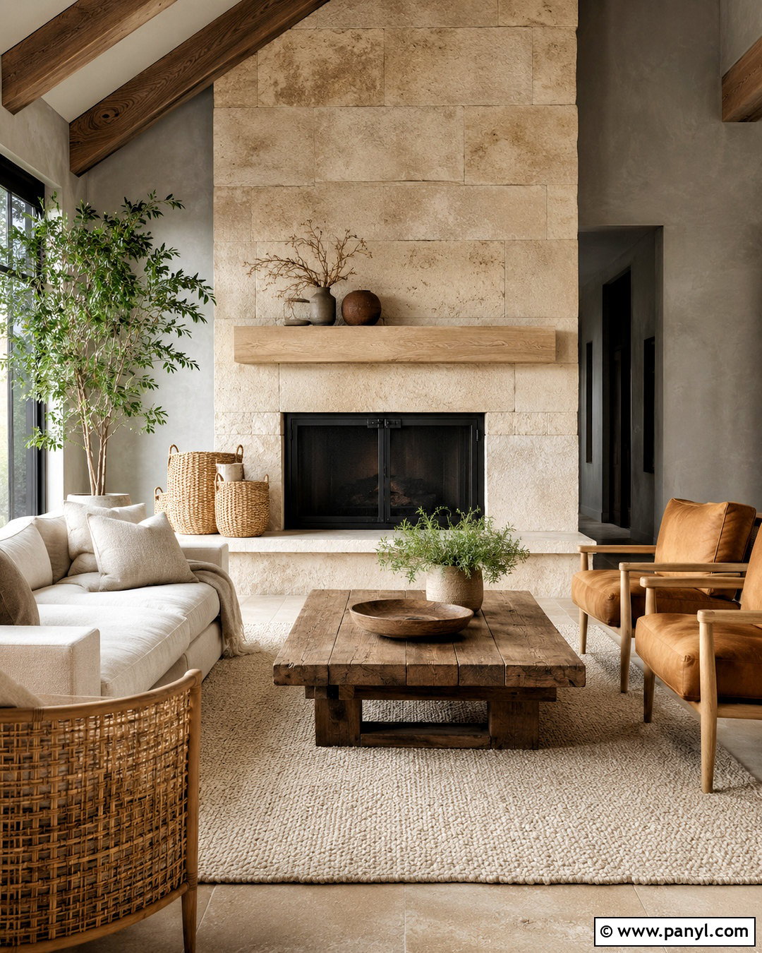 Beige Limestone Fireplace With Gray Walls - 20 What Color Fireplace With Gray Walls