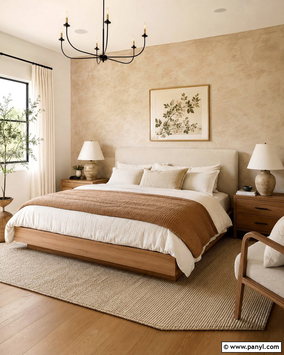 Beige Limewash Accent Wall Behind Bed - 20 Limewash Paint Accent Wall Ideas