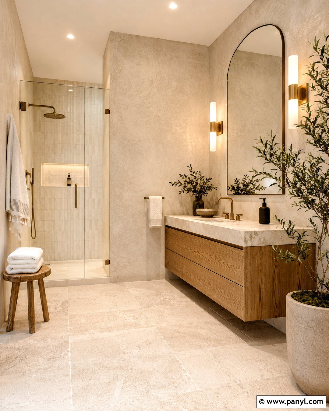 Beige Limewash Bathroom - 40 Beige Limewash Walls