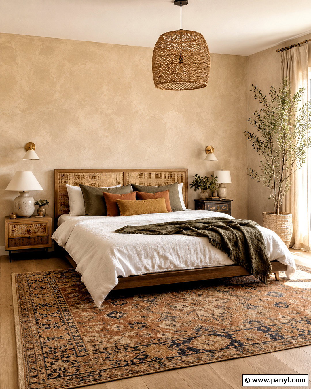 Beige Limewash Boho Bedroom - 40 Beige Limewash Walls