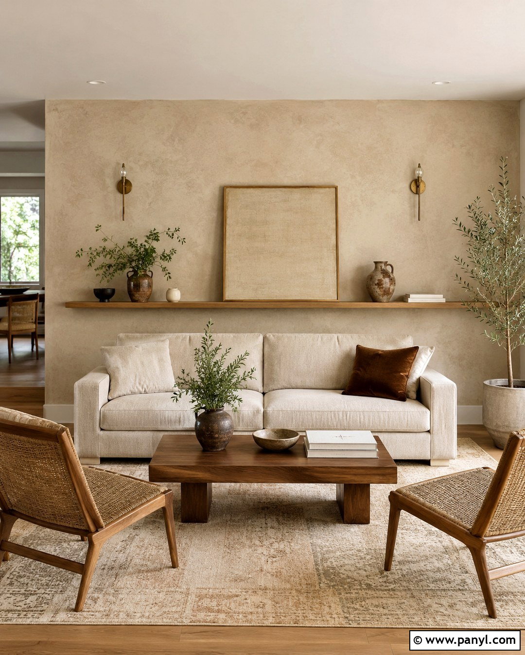 Beige Limewash Feature Wall Living Room - 20 Beige Feature Wall Living Rooms