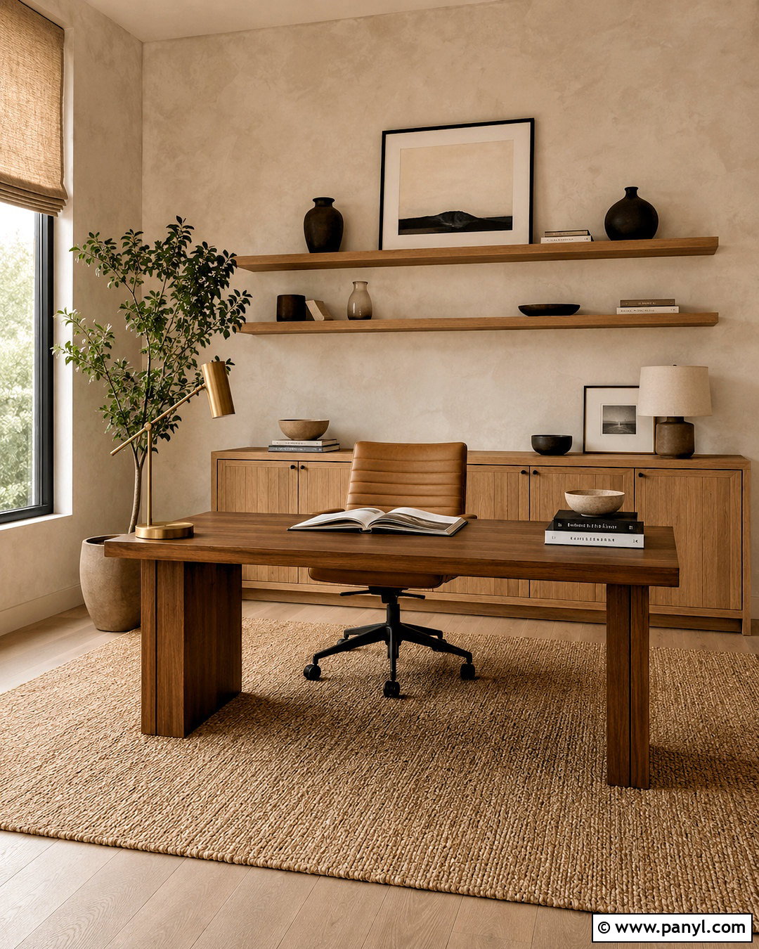 Beige Limewash Home Office - 40 Beige Limewash Walls