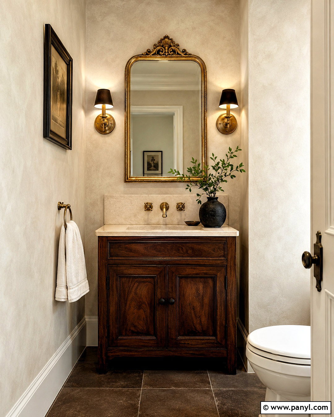 Beige Limewash Powder Room - 40 Beige Limewash Walls
