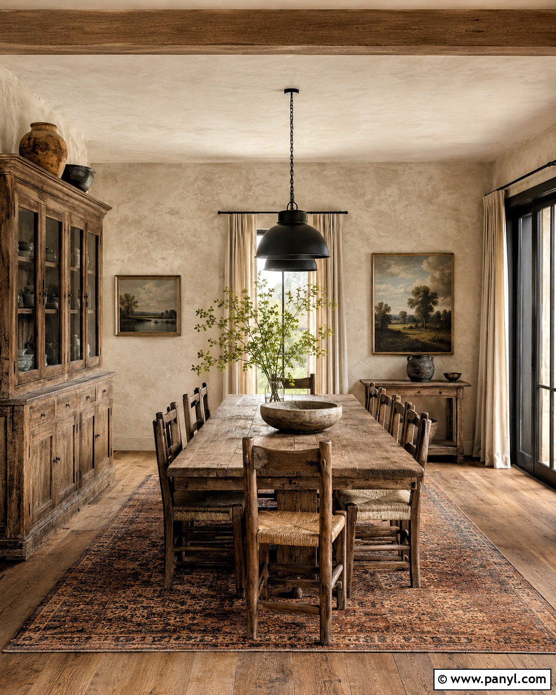 Beige Limewash Rustic Dining Room - 40 Beige Limewash Walls