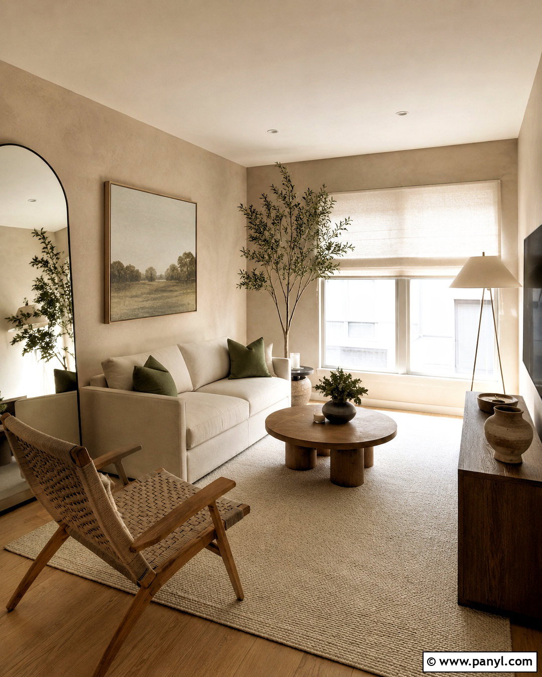 Beige Limewash Small Living Room - 40 Beige Limewash Walls