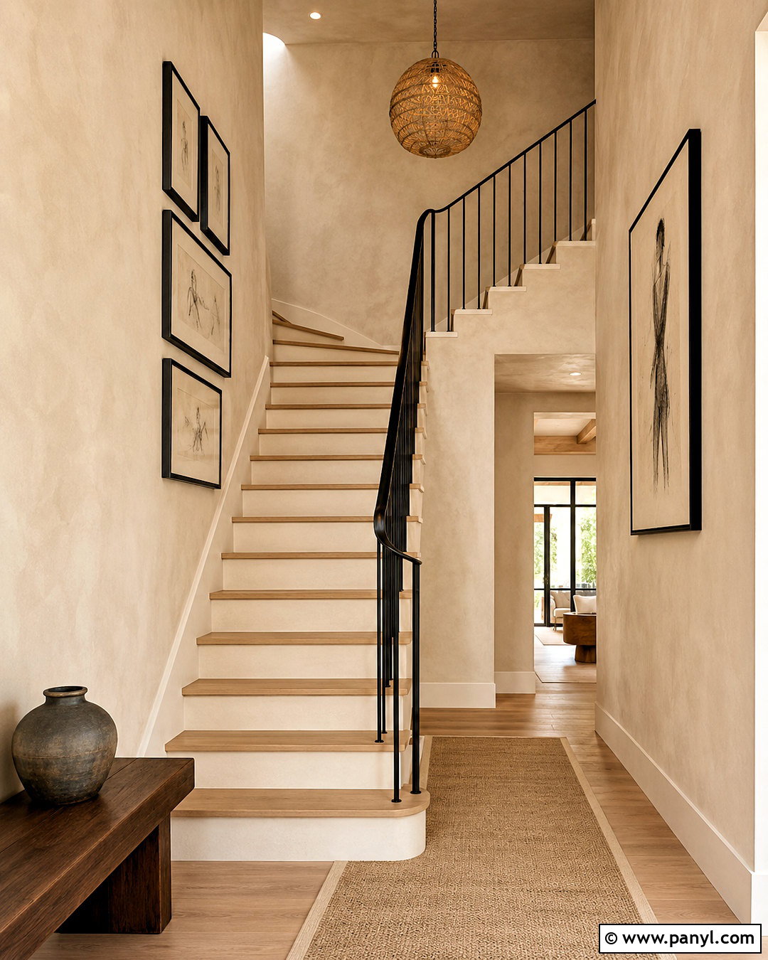 Beige Limewash Stairway - 40 Beige Limewash Walls
