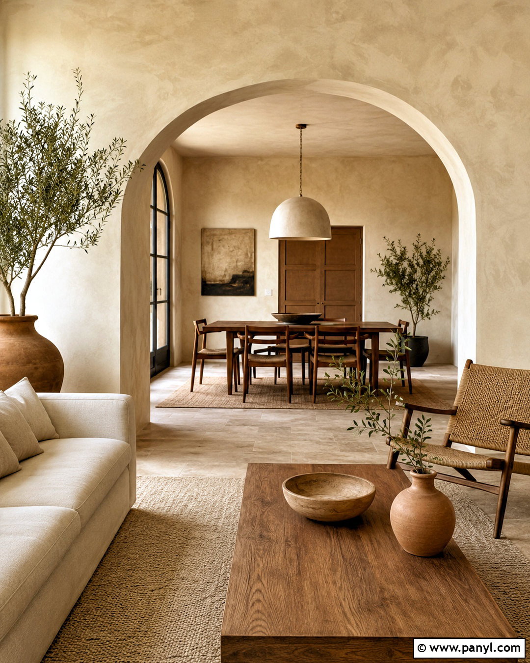 Beige Limewash With Arched Doorways - 40 Beige Limewash Walls