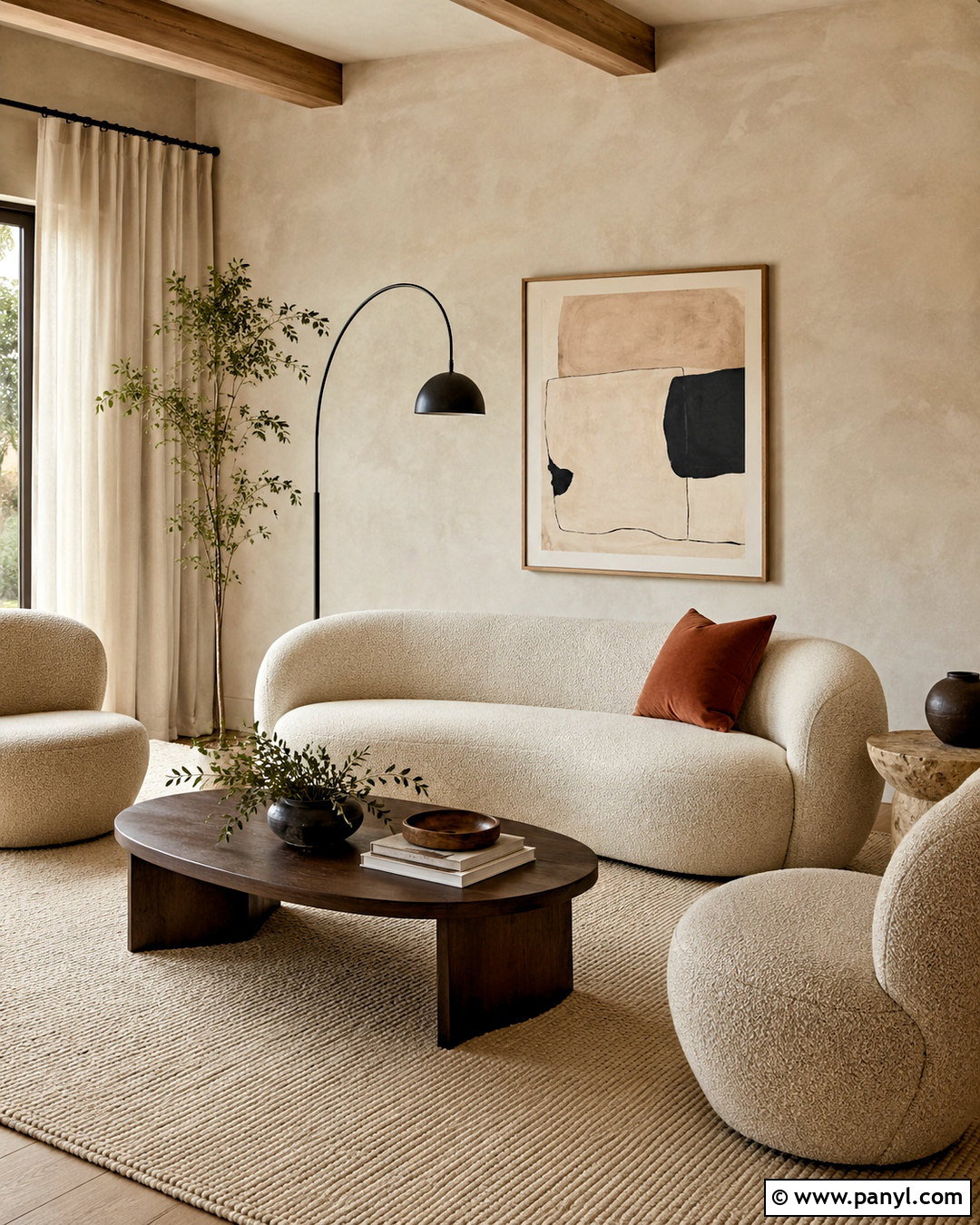 Beige Limewash With Boucle Furniture - 40 Beige Limewash Walls