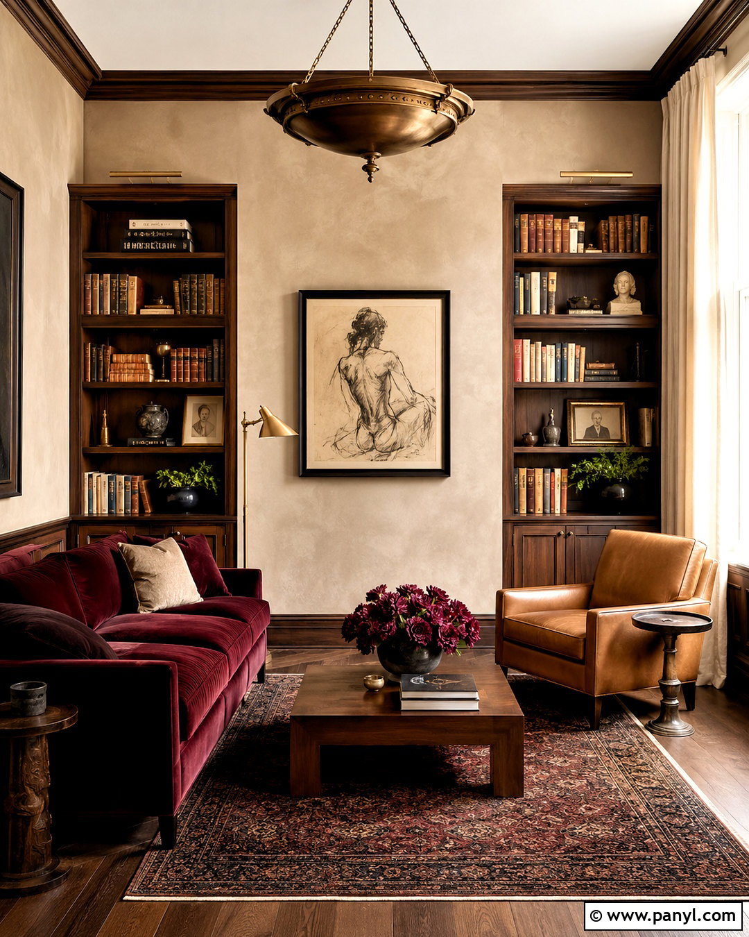 Beige Limewash With Burgundy - 40 Beige Limewash Walls