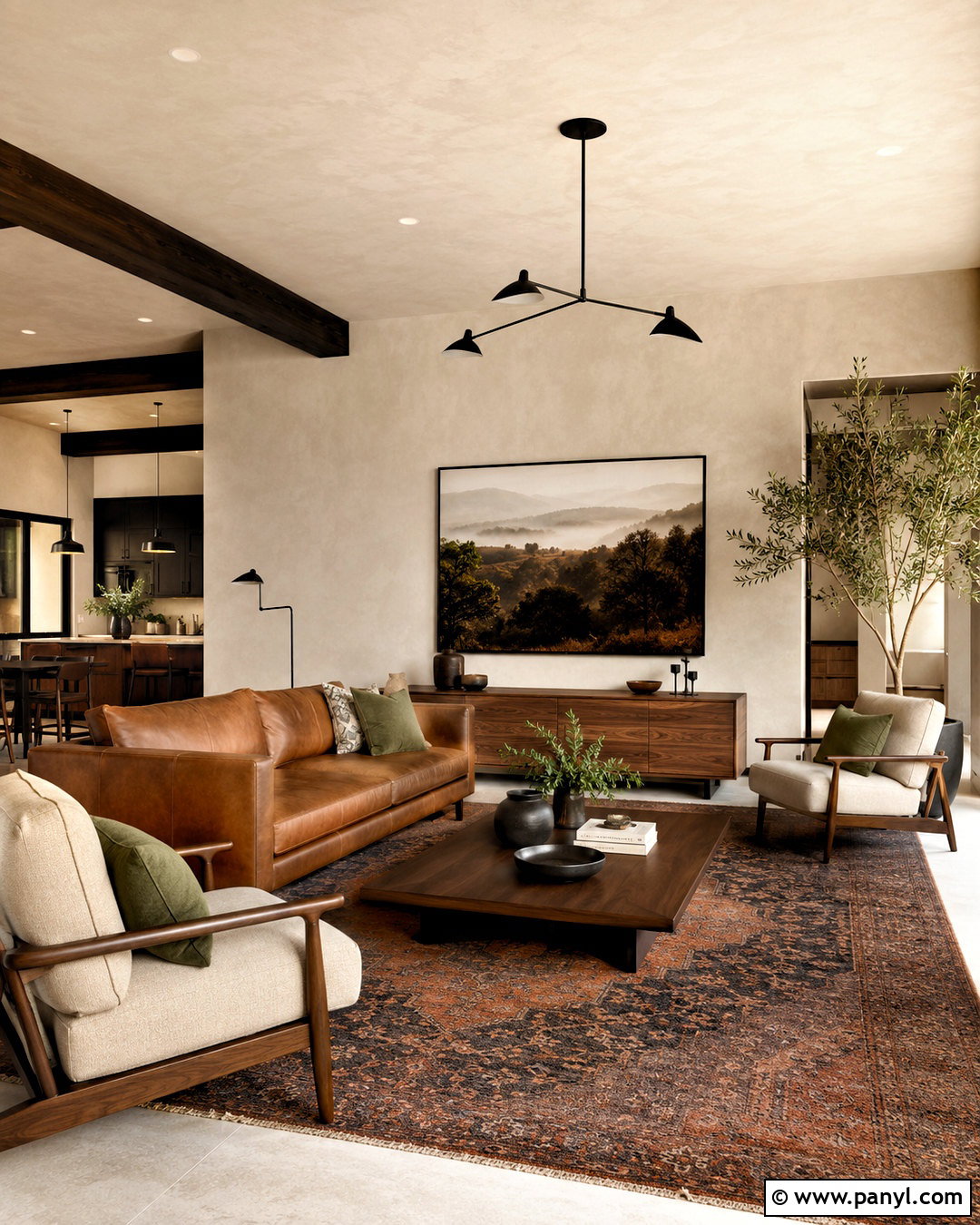 Beige Limewash With Leather Furniture - 40 Beige Limewash Walls