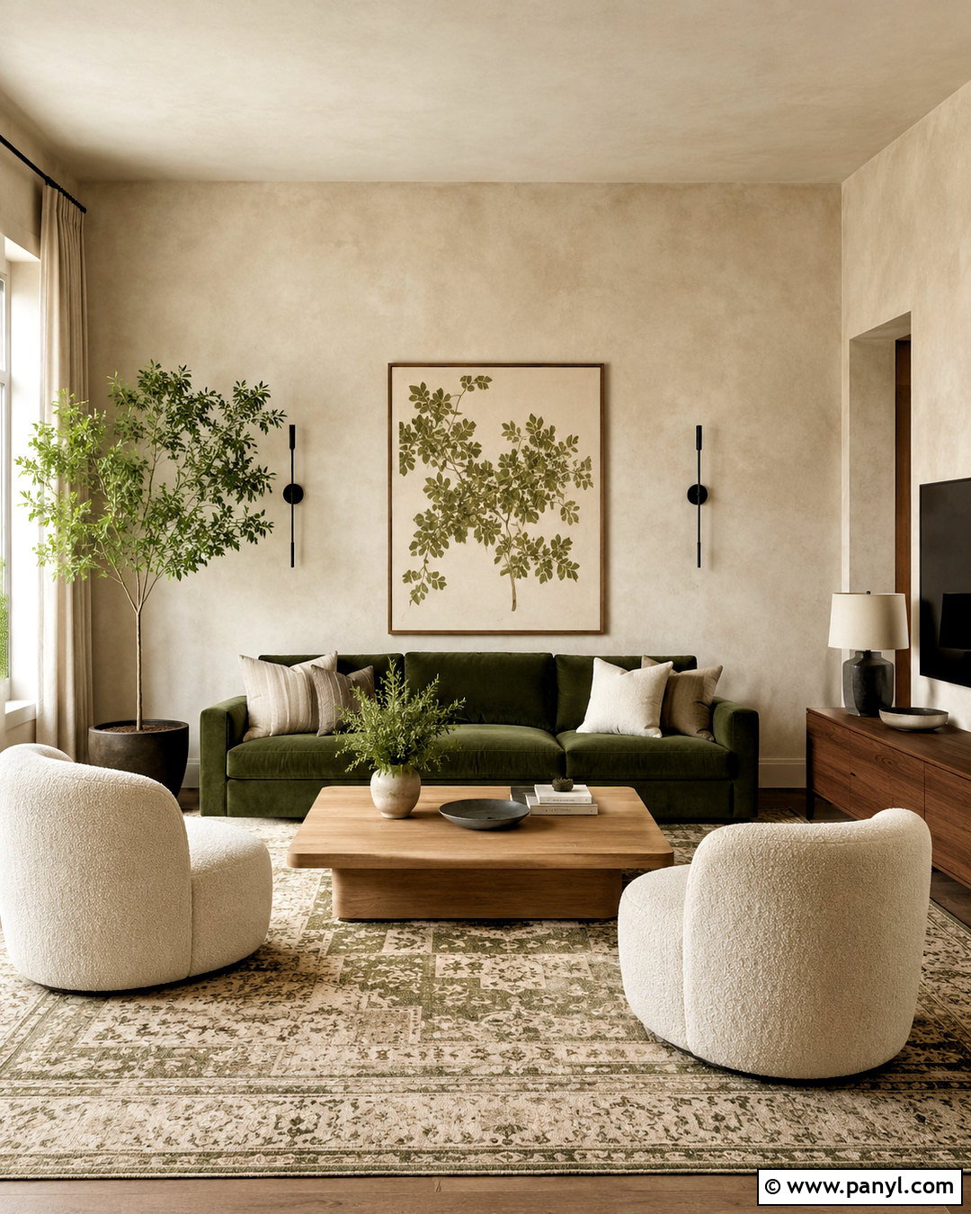 Beige Limewash With Olive Green - 40 Beige Limewash Walls
