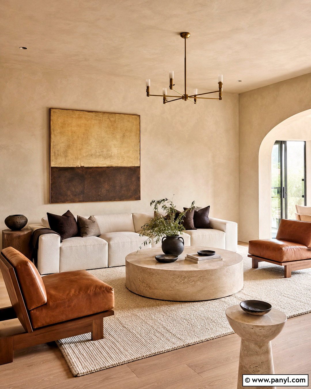 Beige Limewash With Travertine - 40 Beige Limewash Walls