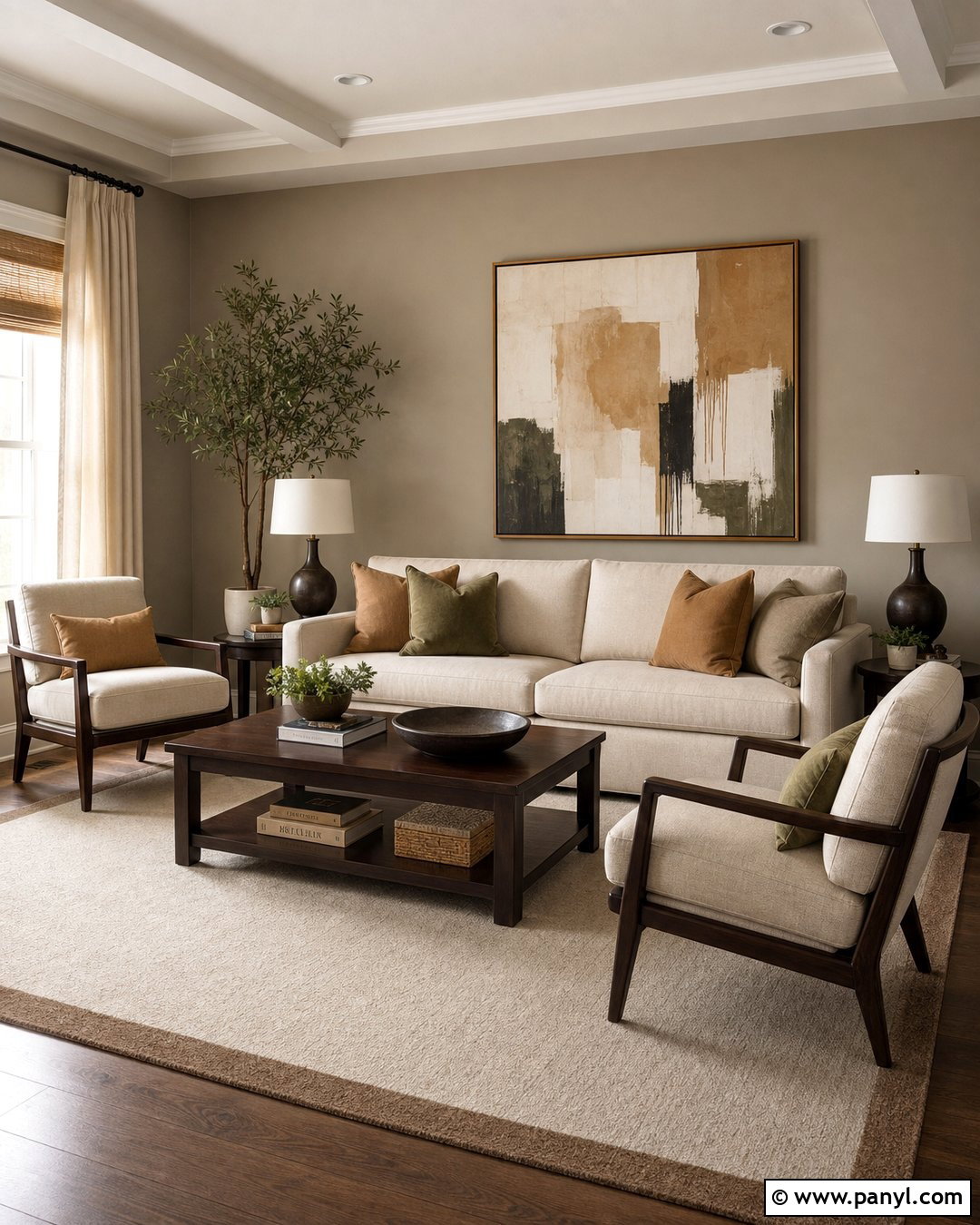 Beige Living Room With A Cream Sofa - 30 beige wall colors for living room ideas
