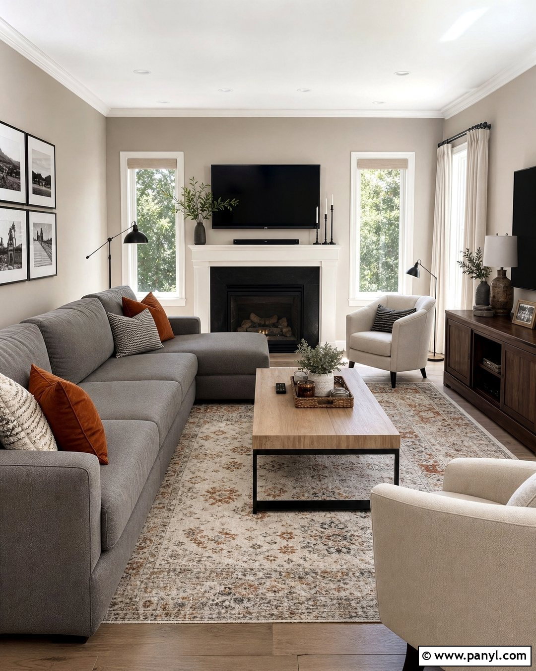 Beige Living Room With A Gray Sofa - 30 beige wall colors for living room ideas