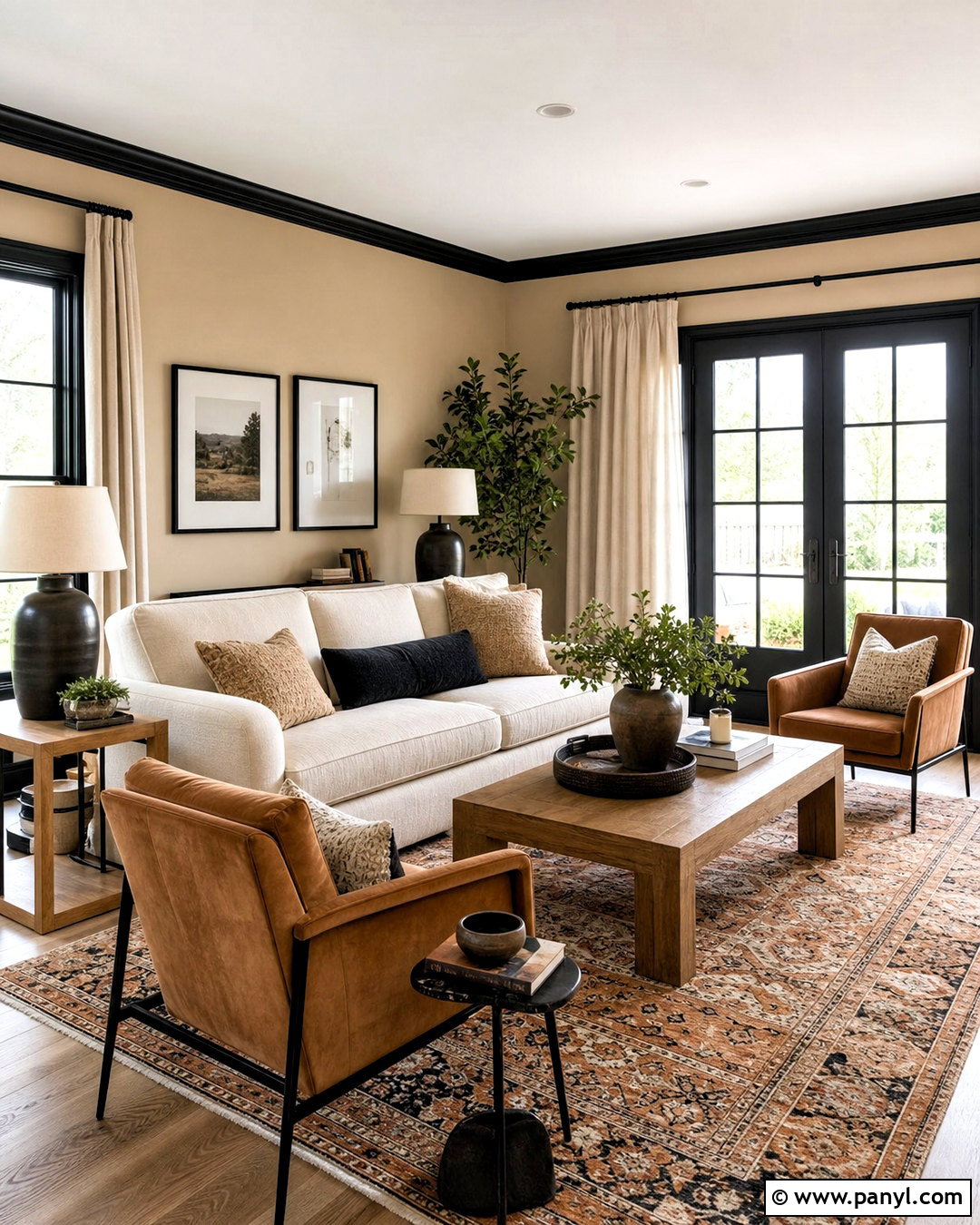 Beige Living Room With Black Trim - 20 home painting ideas living room ideas