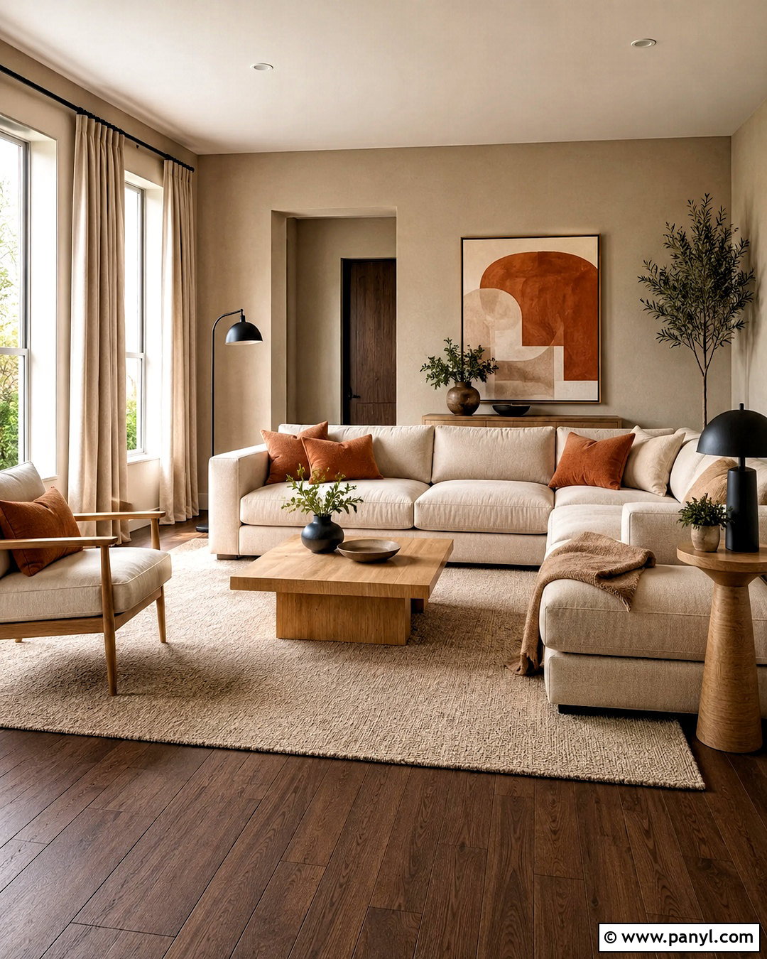 Beige Living Room With Dark Walnut Floors - 20 living room designs dark floors