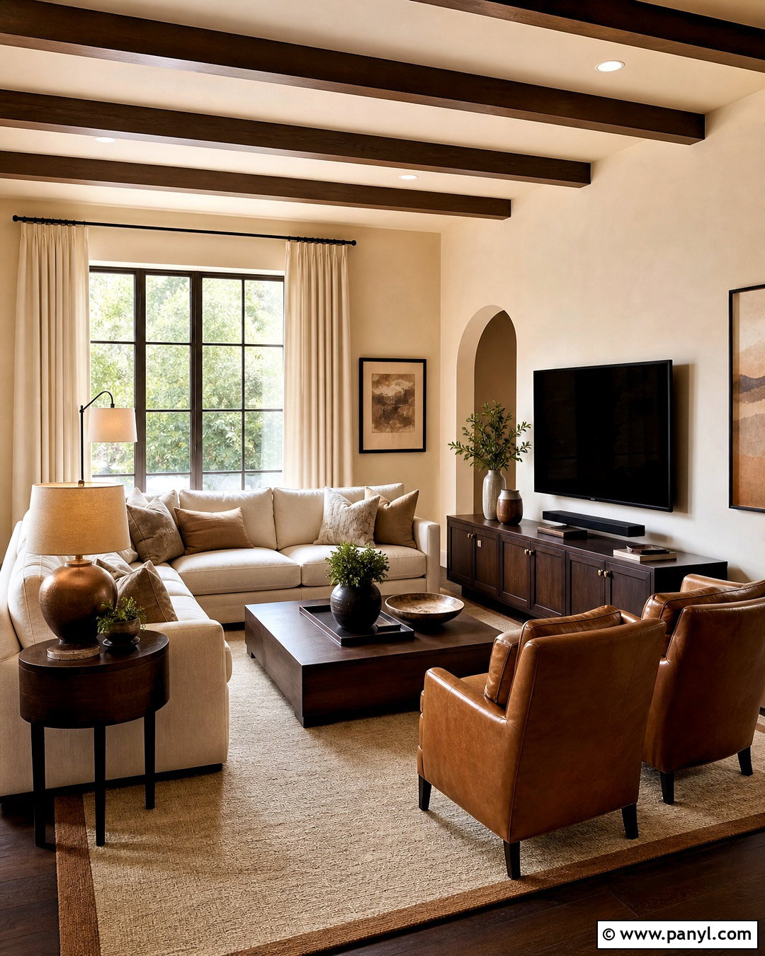 Beige Living Room With Dark Wood - 20 beige color palette living room ideas