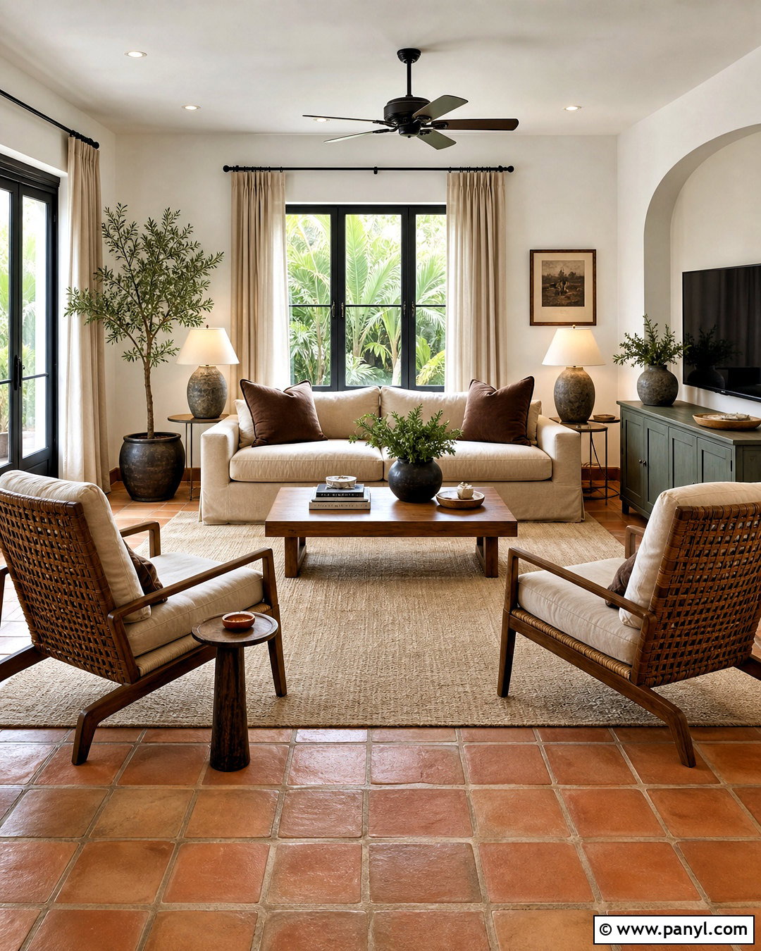 Beige Living Room With Terracotta Tiles - 20 terracotta tiles living room ideas