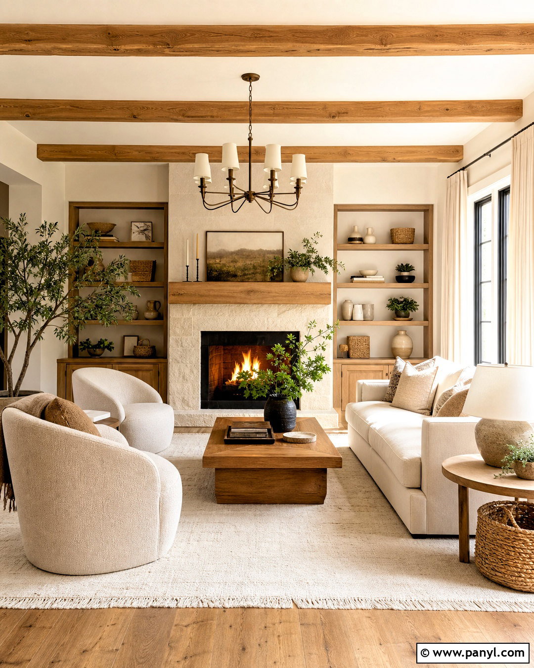 Beige Living Room With Warm Wood - 20 beige colour room ideas