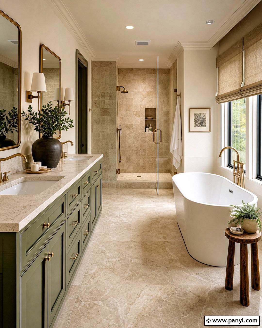 Beige Marble and Green Bathroom - 20 beige and green bathroom ideas