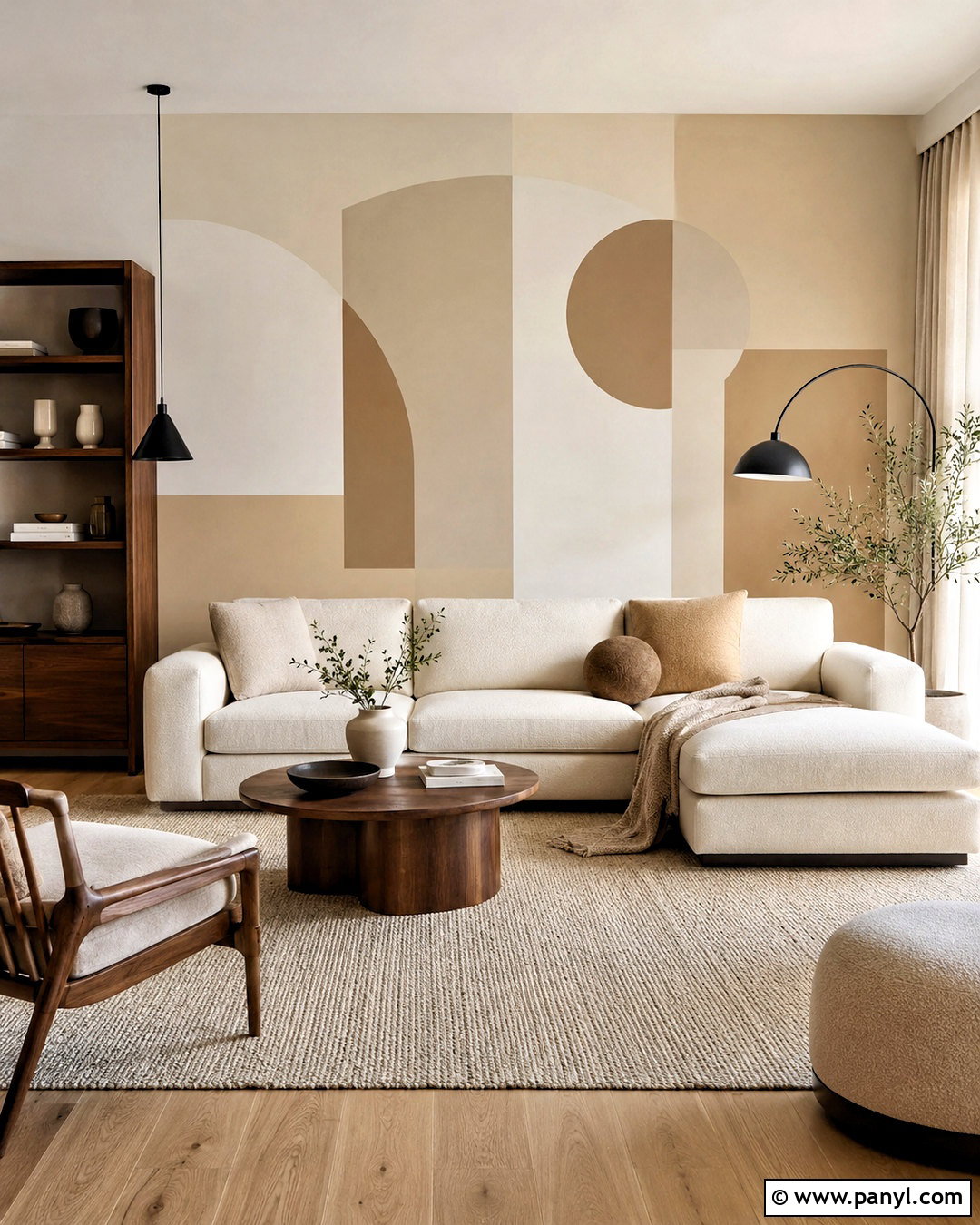 Beige Monochrome Geometric Wall Paint - 35 Simple Geometric Wall Paint Ideas