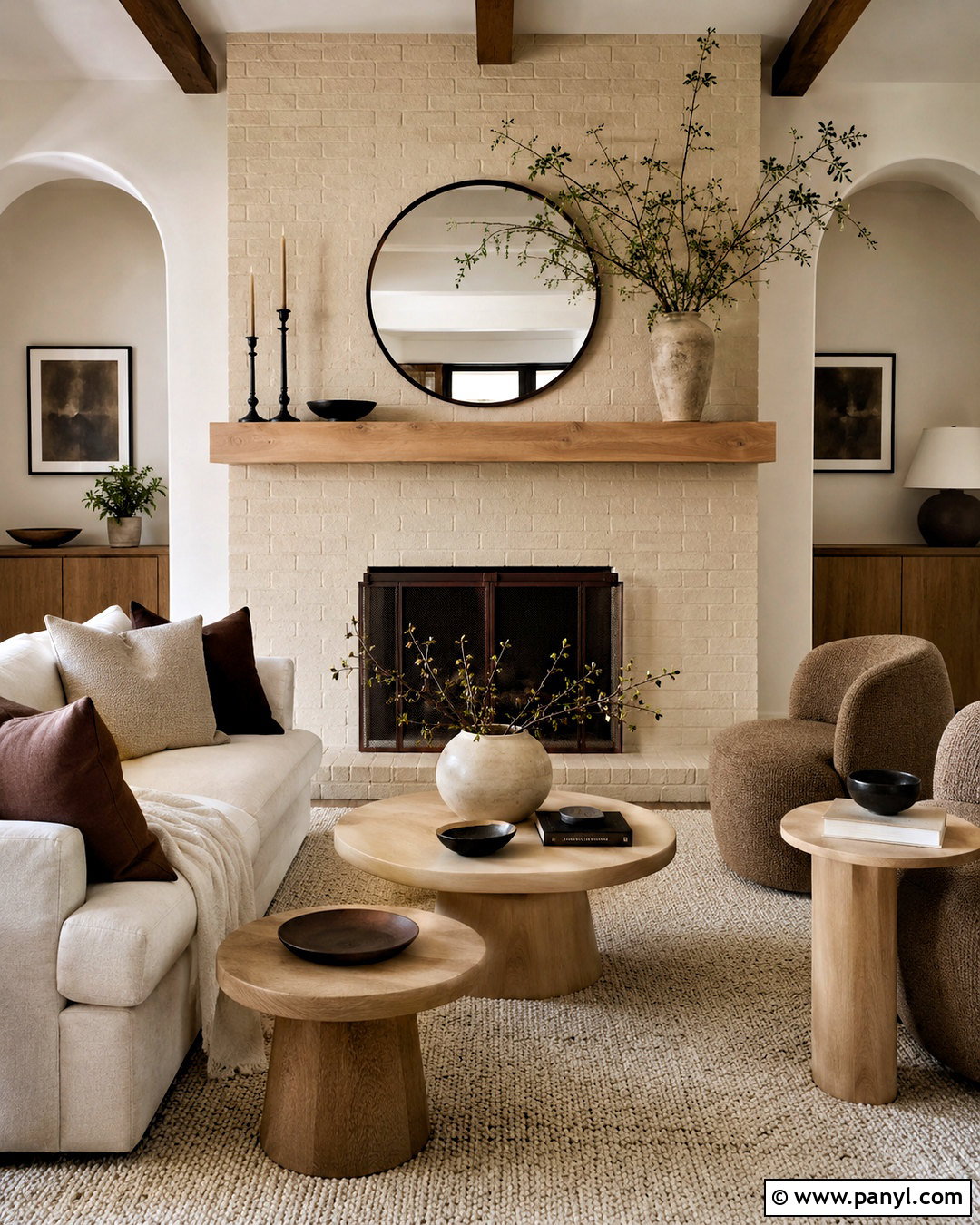Beige Painted Brick Fireplace - 20 painted brick fireplace makeover ideas