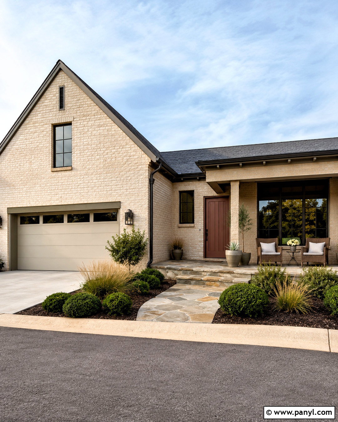 Beige Painted Brick House - 20 painted brick house before and after ideas