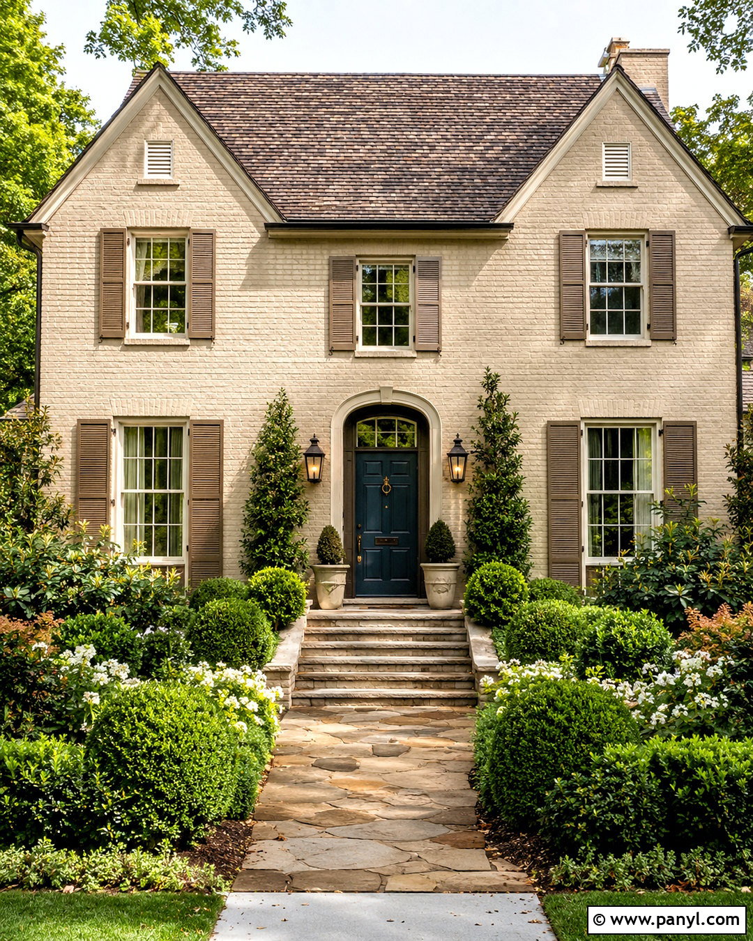 Beige Painted Brick Traditional House - 20 painted brick house exterior before and after ideas