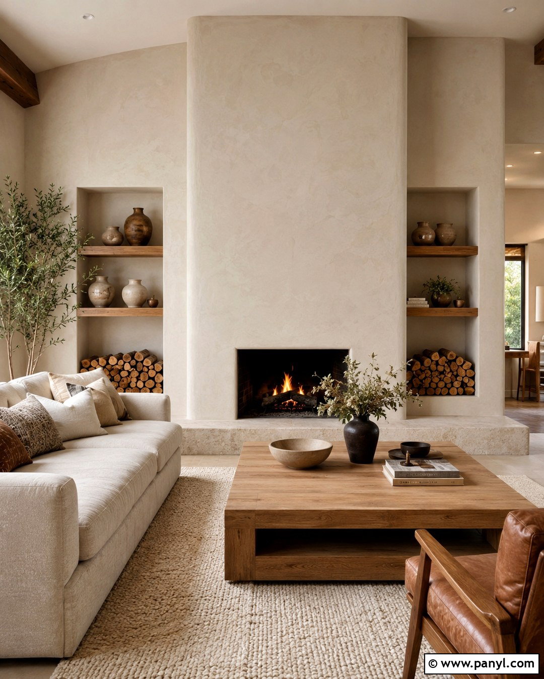 Beige Plaster Fireplace Feature Wall Living Room - 20 Beige Feature Wall Living Rooms