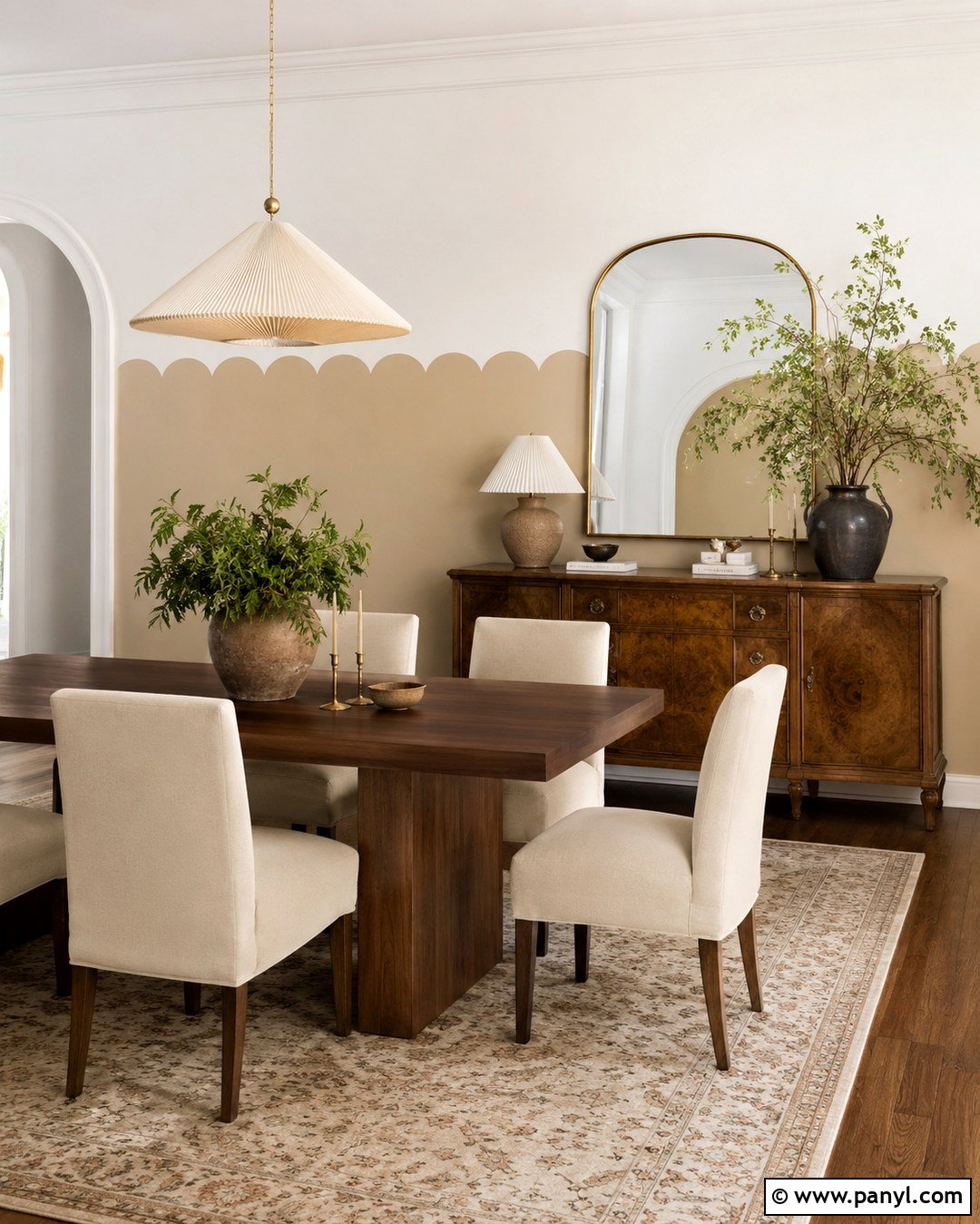 Beige Scalloped Dining Room Wall - 20 Beige Scalloped Wall Ideas