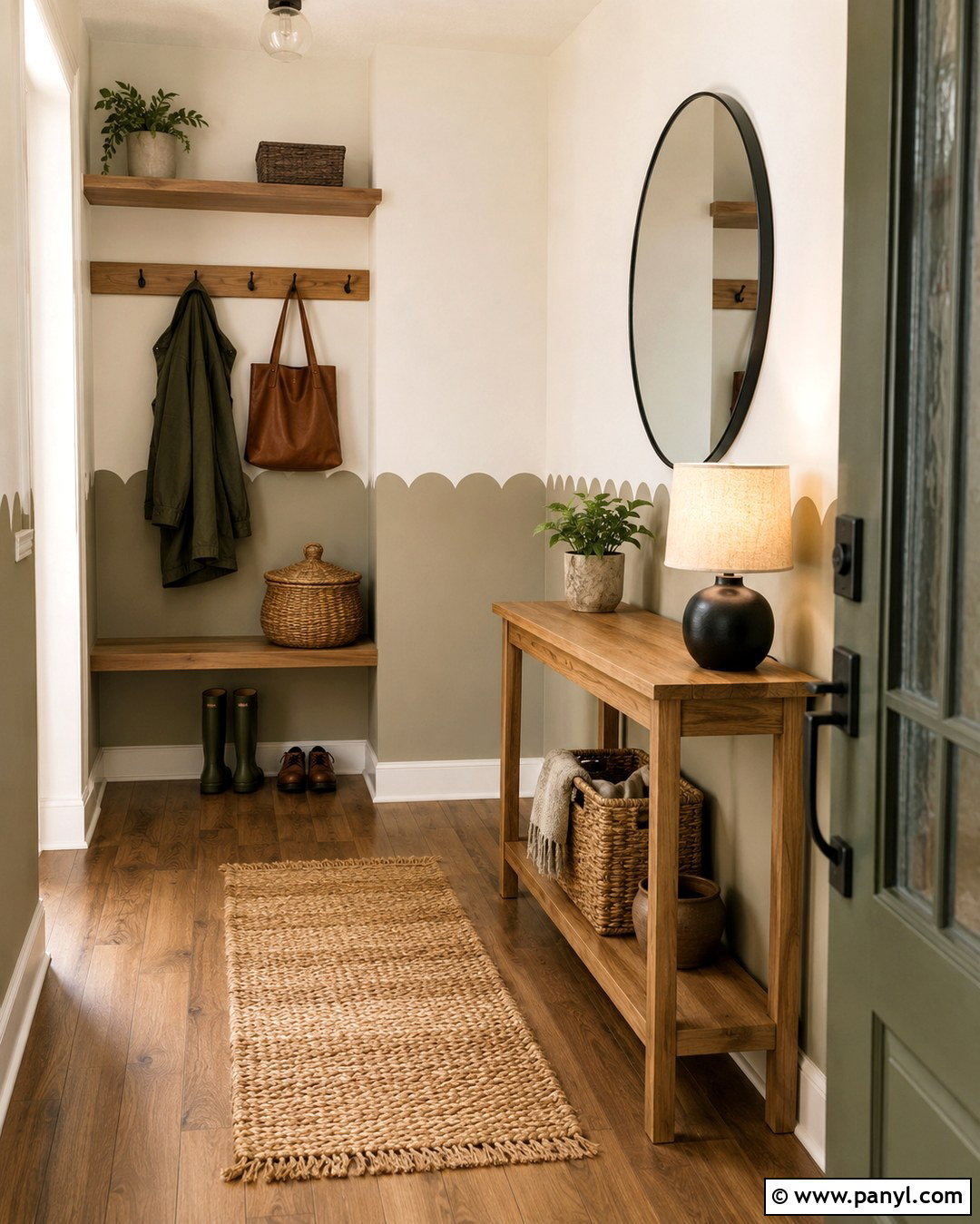 Beige Scalloped Entryway Wall - 20 Beige Scalloped Wall Ideas