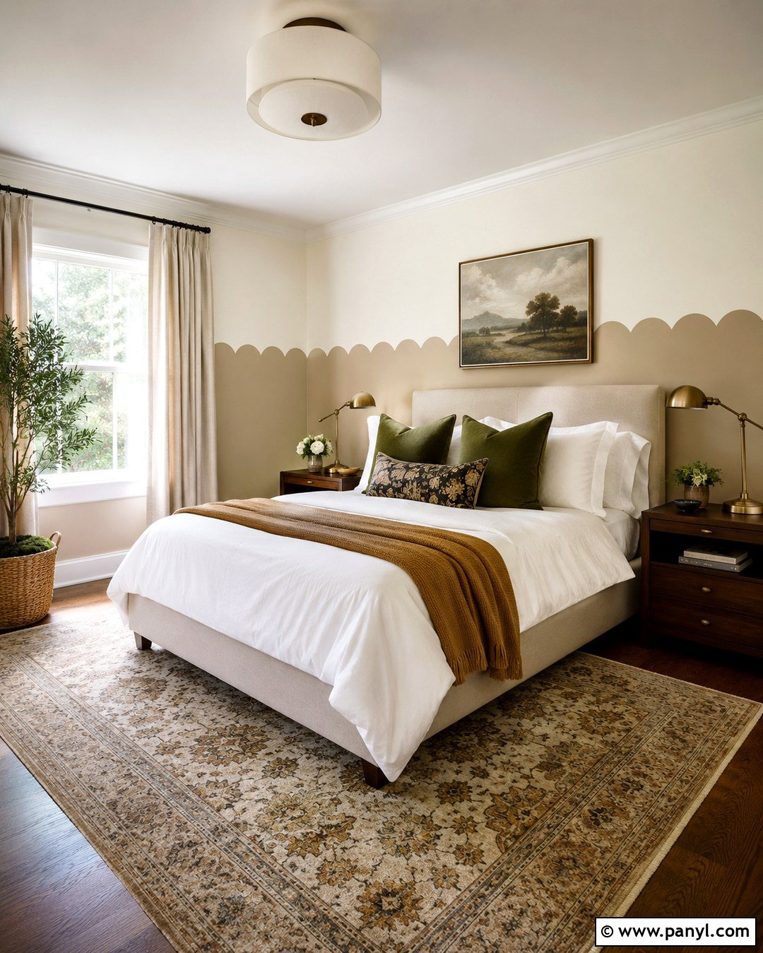 Beige Scalloped Guest Bedroom Wall - 20 Beige Scalloped Wall Ideas
