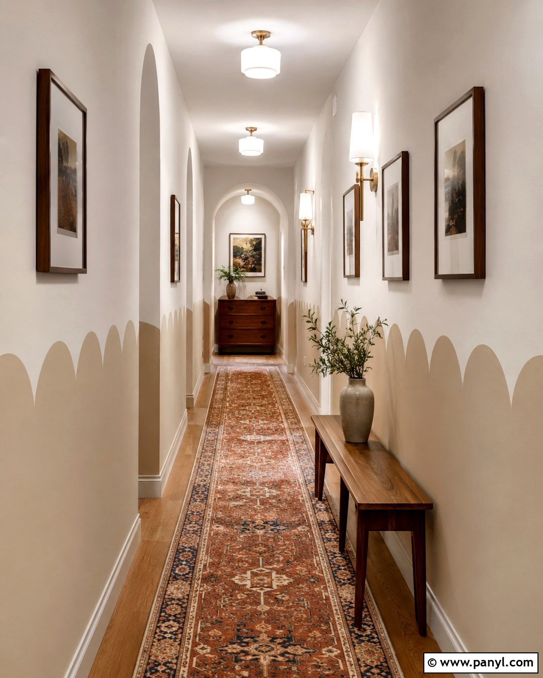 Beige Scalloped Hallway Wall - 20 Beige Scalloped Wall Ideas