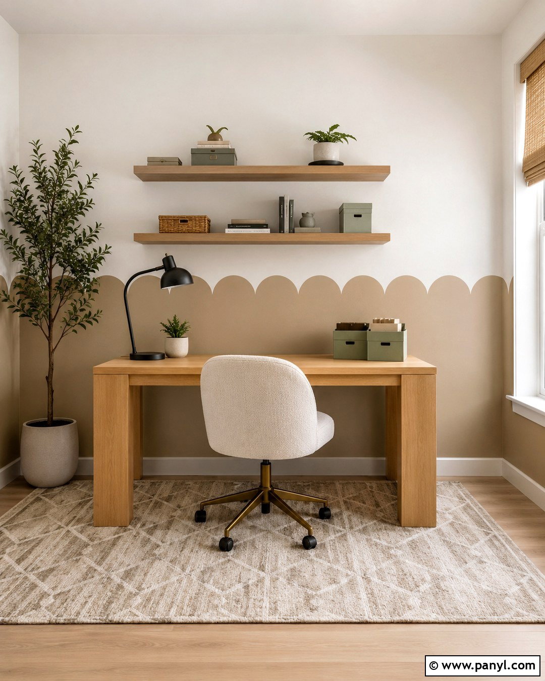 Beige Scalloped Home Office Wall - 20 Beige Scalloped Wall Ideas
