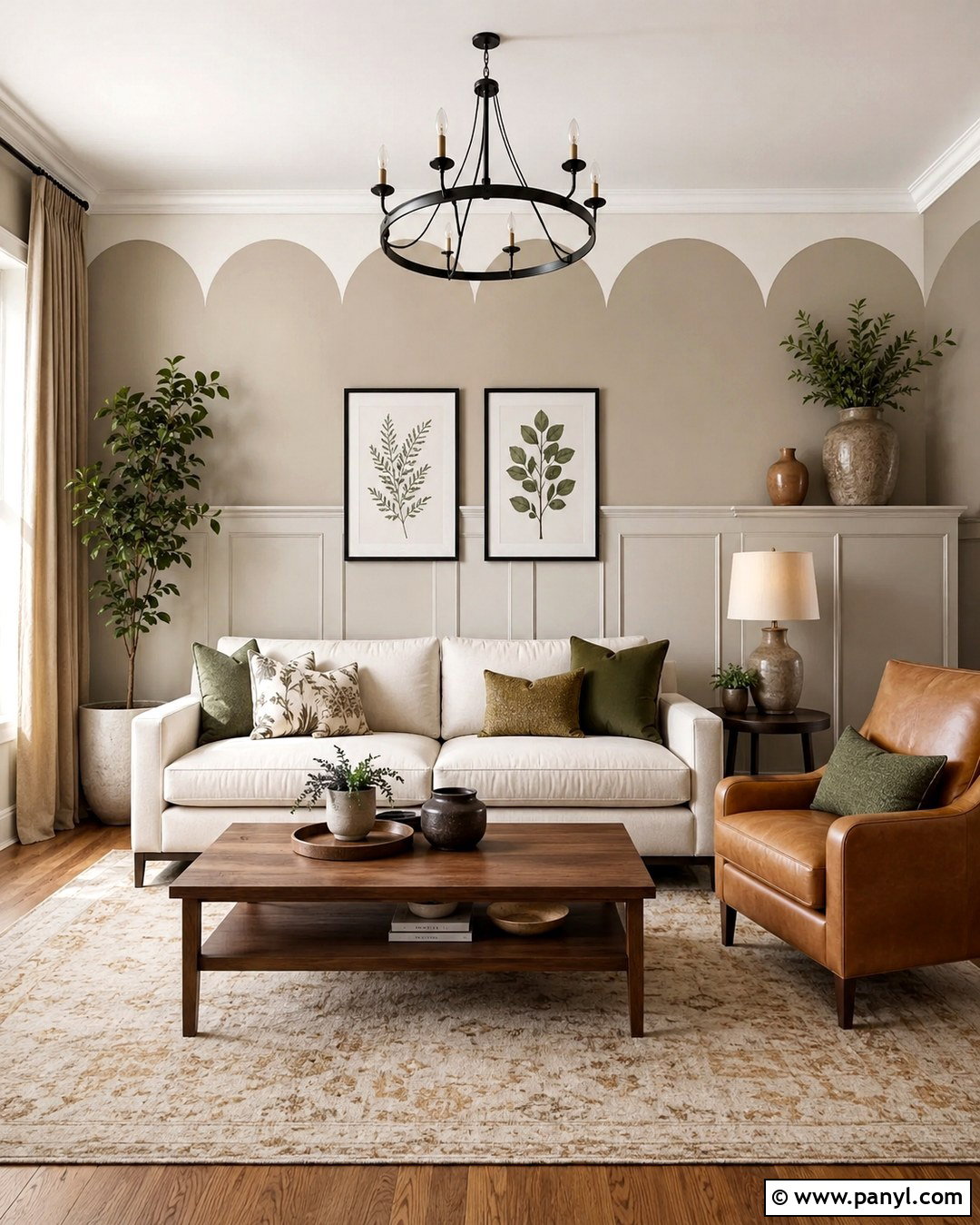 Beige Scalloped Living Room Wall - 20 Beige Scalloped Wall Ideas