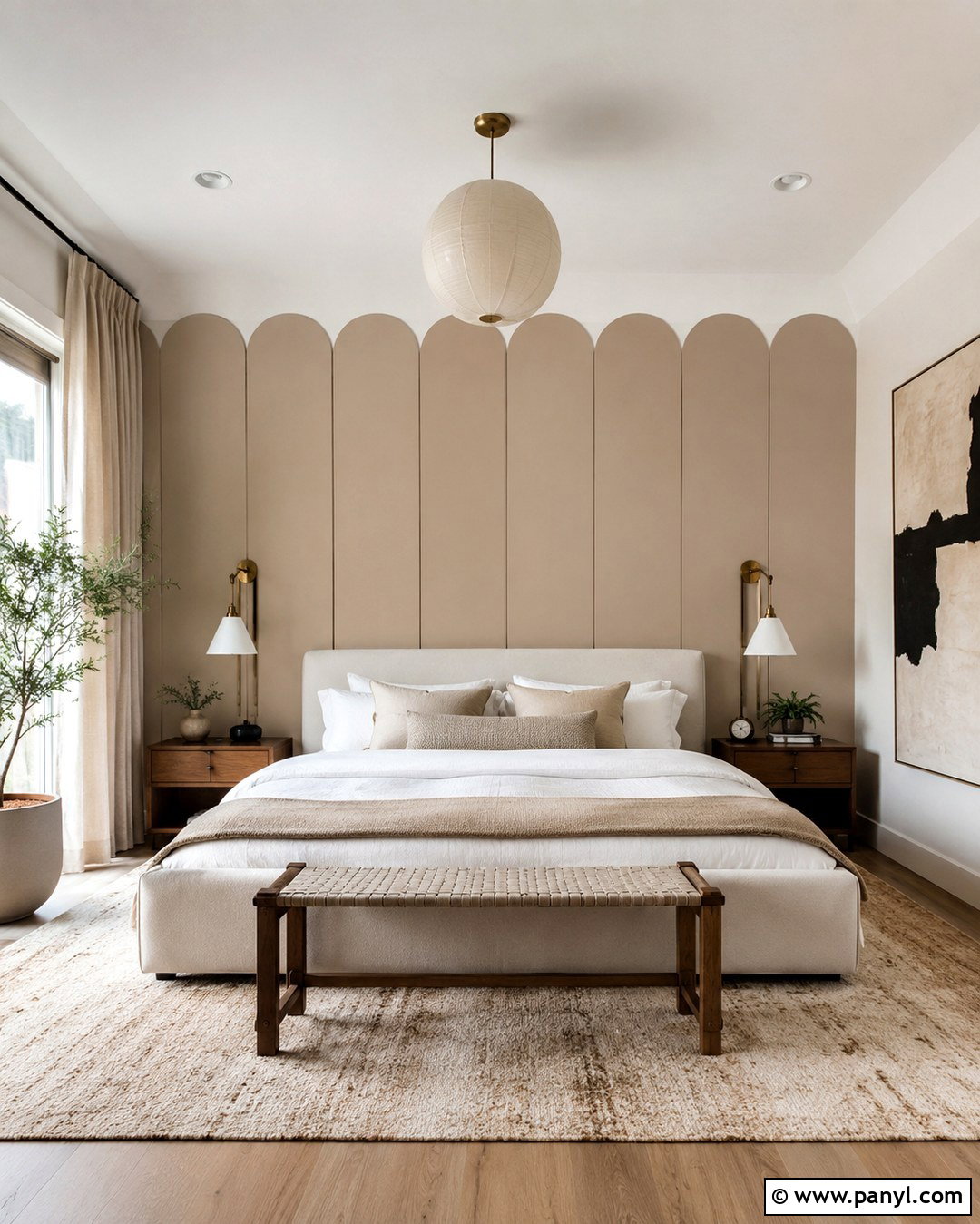 Beige Scalloped Primary Bedroom Wall - 20 Beige Scalloped Wall Ideas