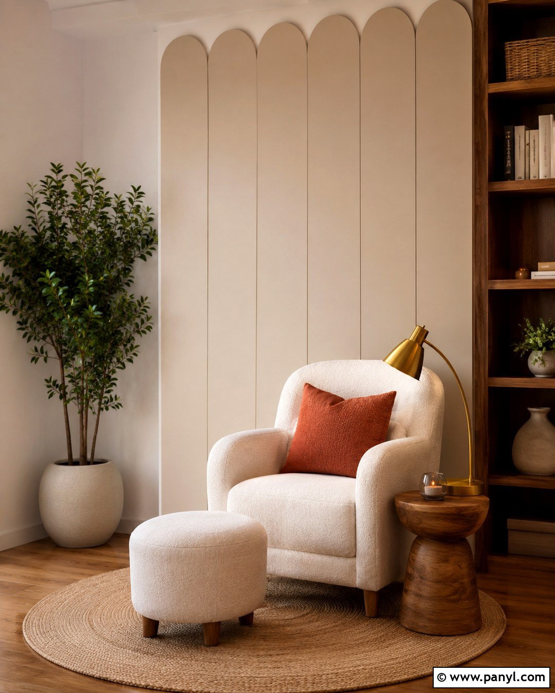 Beige Scalloped Reading Nook Wall - 20 Beige Scalloped Wall Ideas