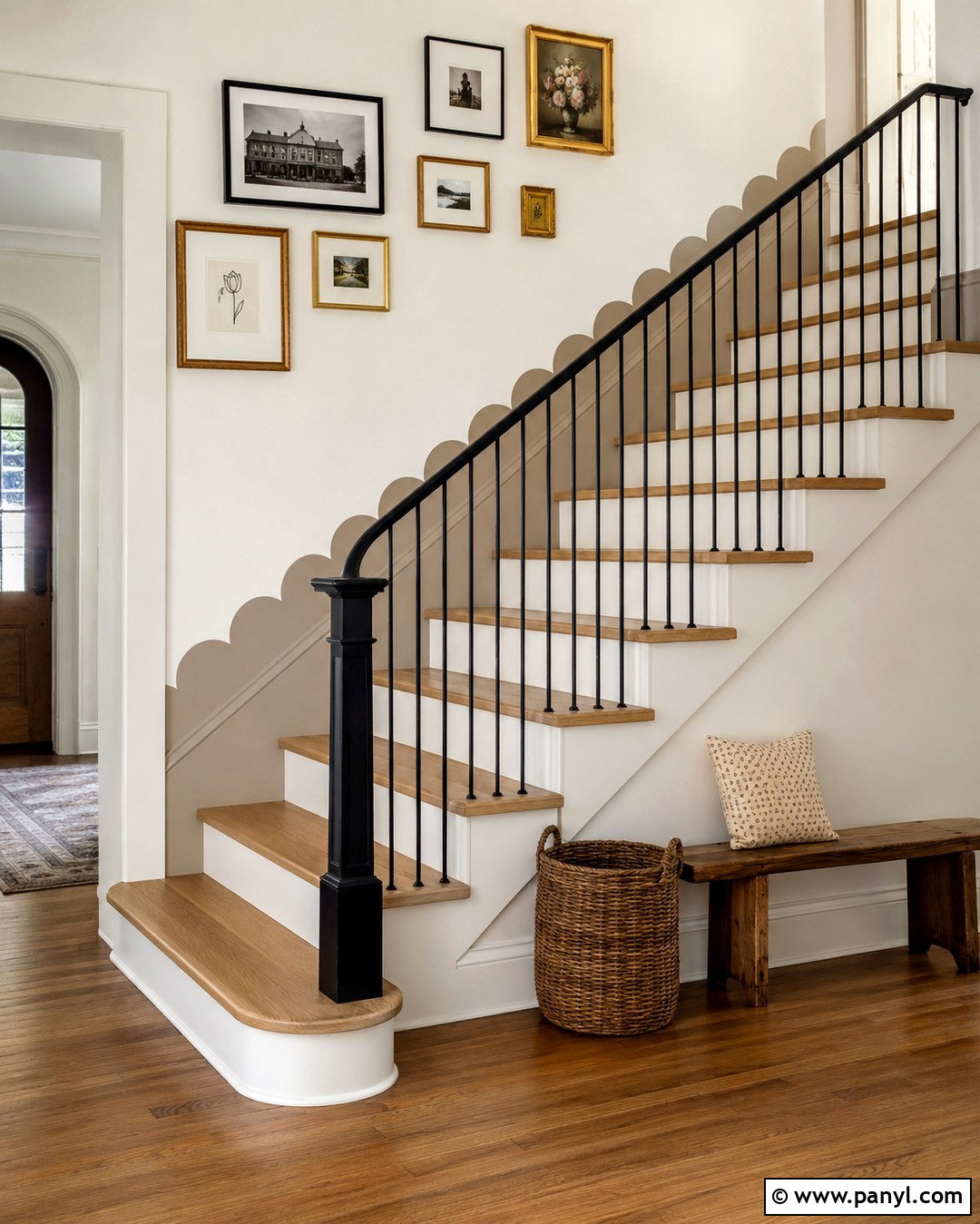 Beige Scalloped Staircase Wall - 20 Beige Scalloped Wall Ideas