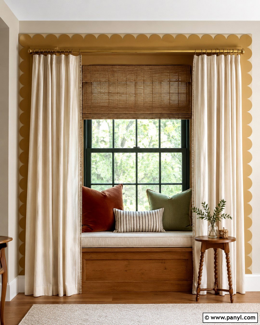 Beige Scalloped Window Wall - 20 Beige Scalloped Wall Ideas
