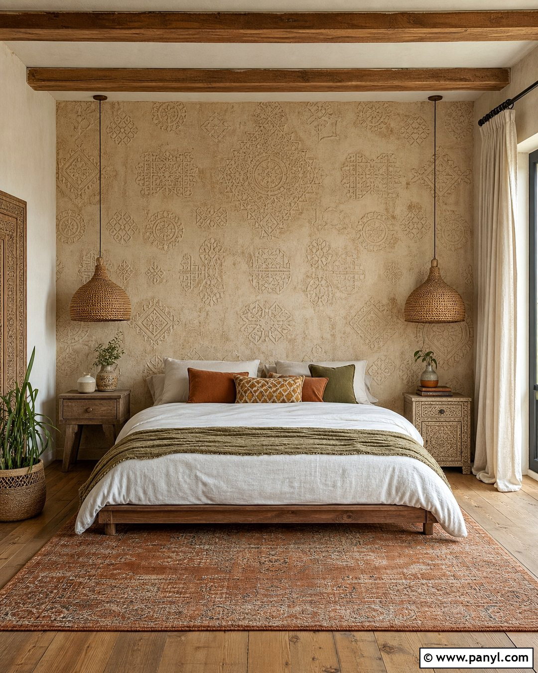 Beige Stenciled Plaster Wall Texture - 45 Beige Wall Texture Ideas
