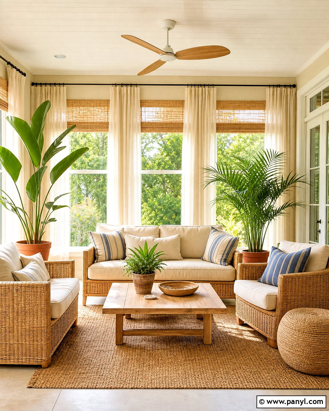 Beige Sunroom With Rattan Furniture - 20 beige colour room ideas