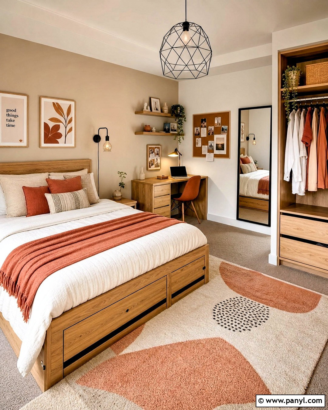 Beige Teen Bedroom With Terracotta Accents - 20 beige colour room ideas