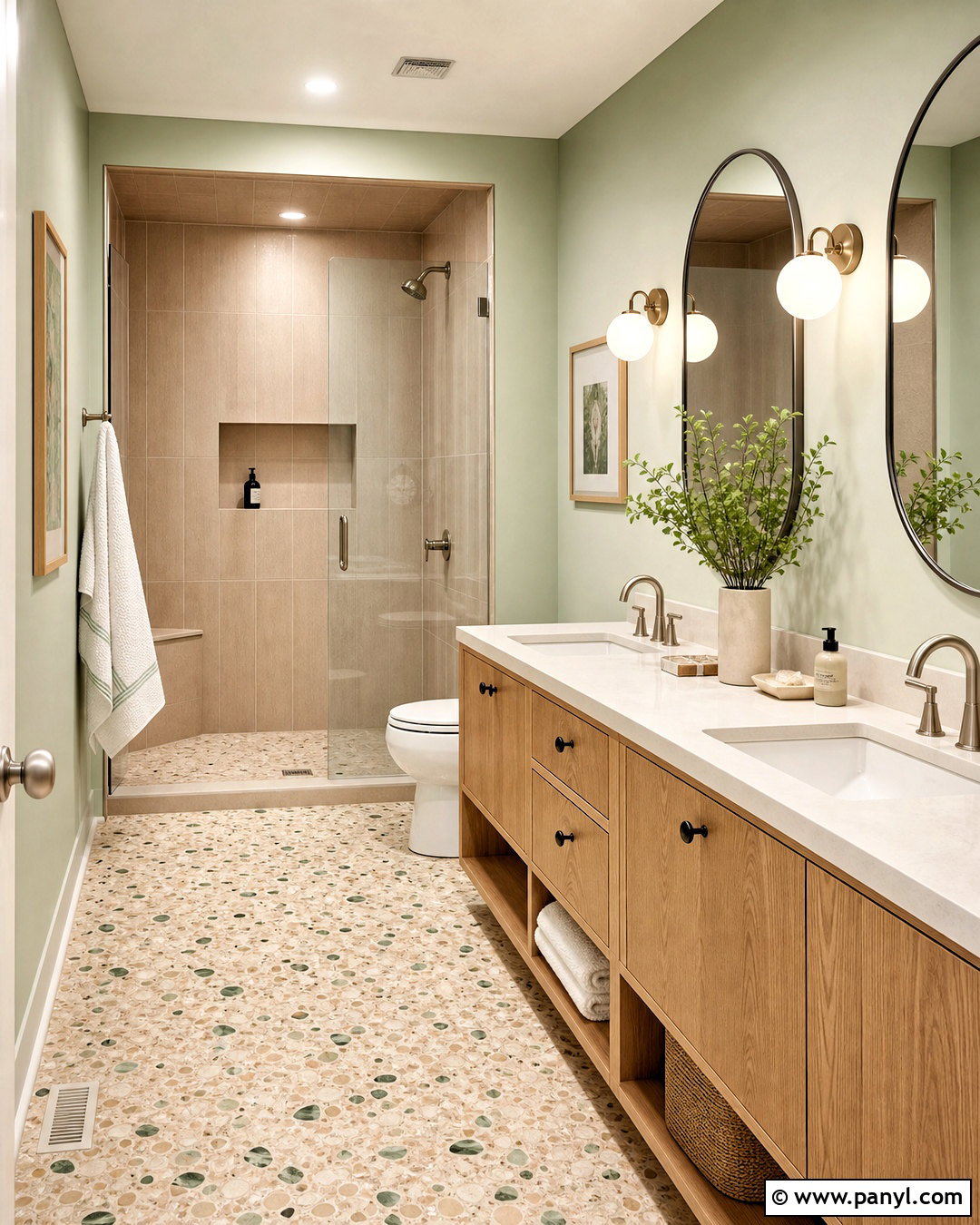 Beige Terrazzo and Green Bathroom - 20 beige and green bathroom ideas