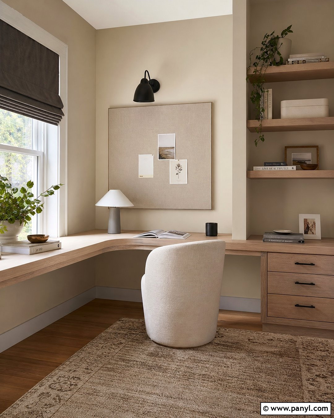 Beige Wall Corner Home Office - 20 Neutral Color Wall Corner Ideas