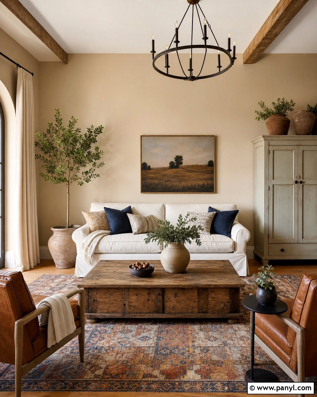 Beige Wall Farmhouse Living Room - 35 beige colour wall ideas