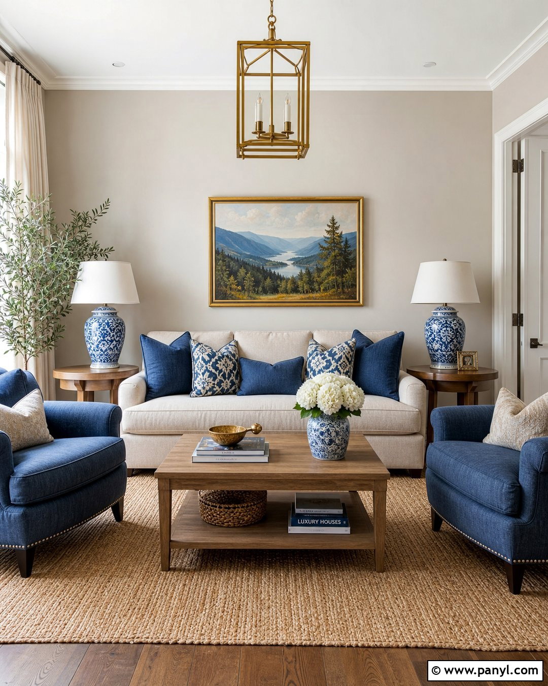 Beige Wall Paint With Blue Decor - 20 Beige Wall Paint Sample Ideas
