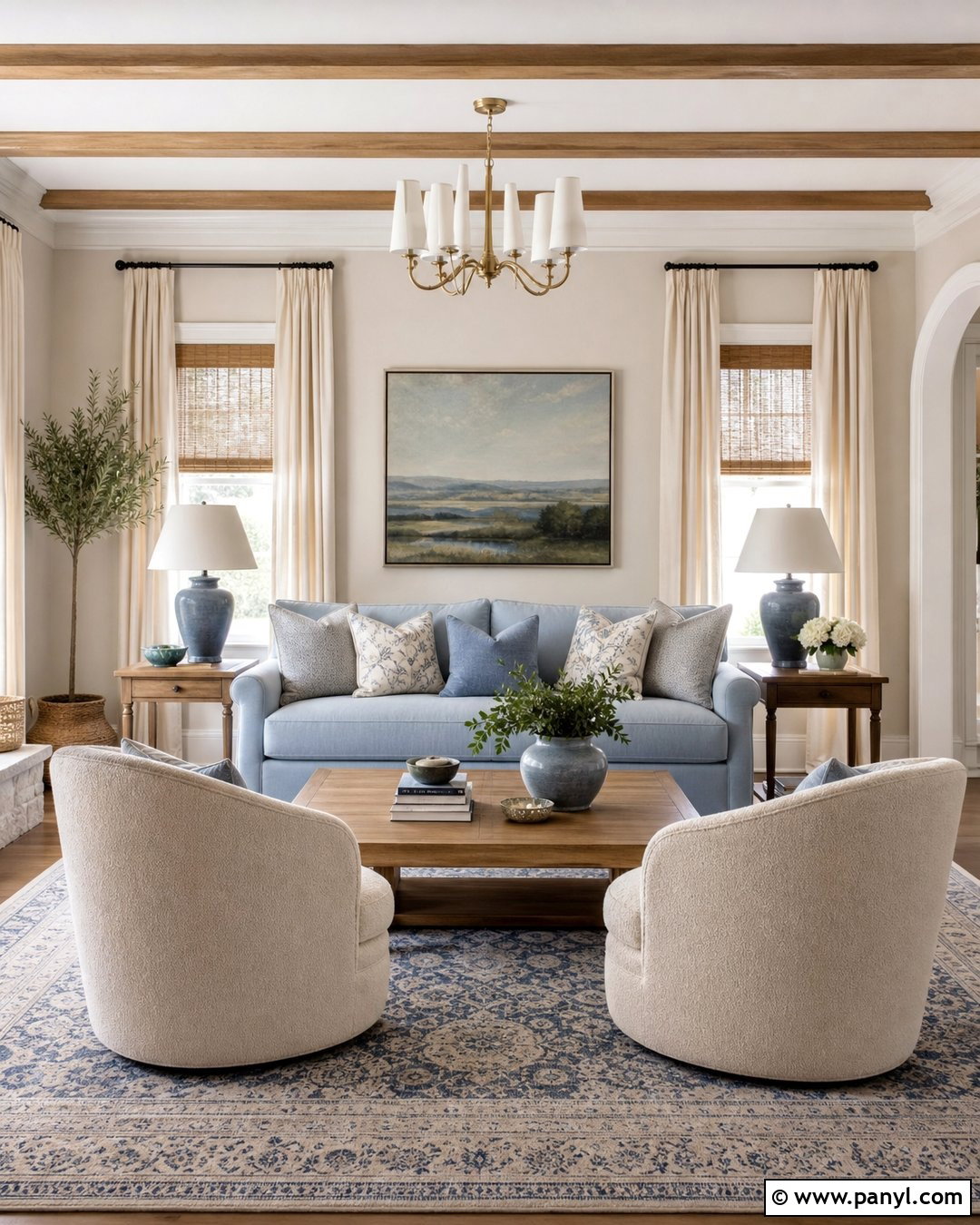 Beige Wall Paint With Soft Blue - 30 Beige Colour Wall Paint Ideas